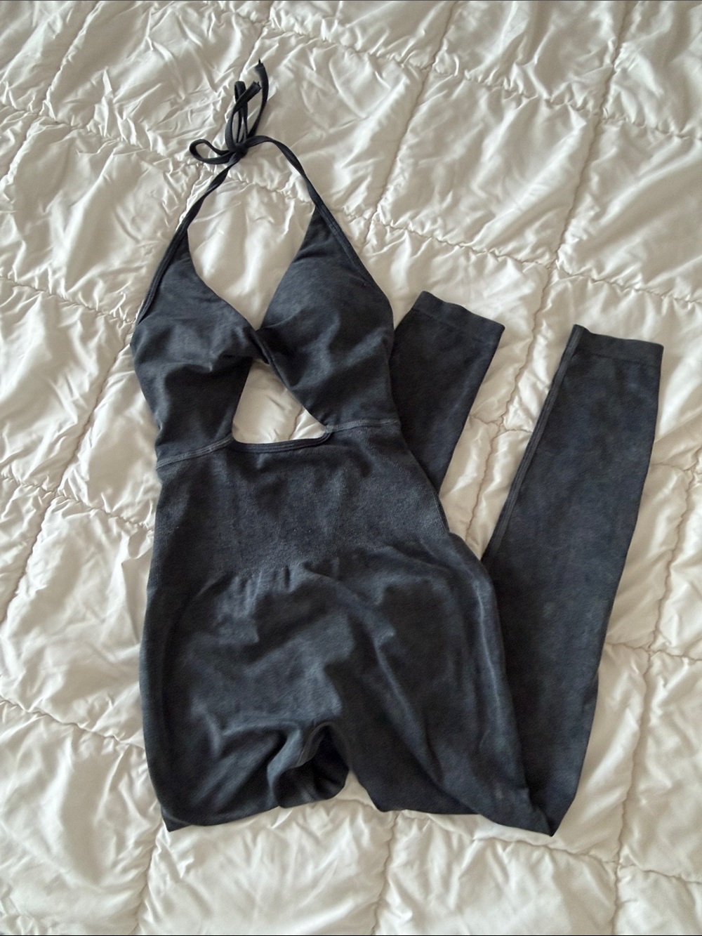 Gray wash Halter Cutout Jumpsuit